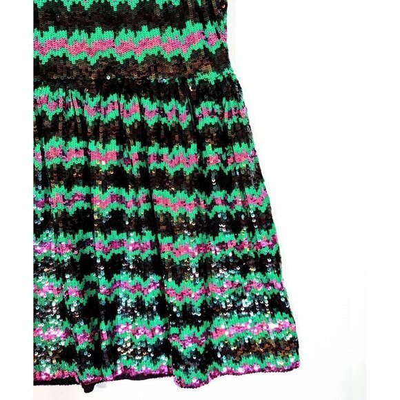 NWT $448 French Connection Mardi Gras Siberian Stripe Couture Sequin Party Dress - Picture 3 of 7